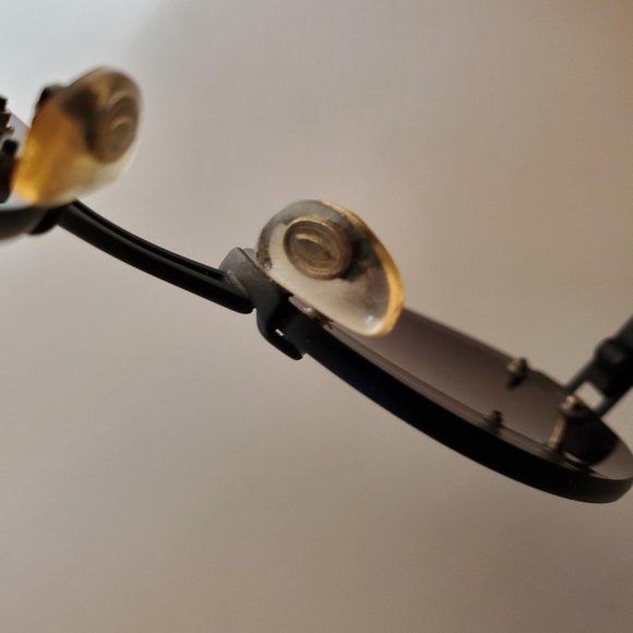 Moschino Vintage 90s Persol Small Oval Rimless Sunglasses Black Grey - Picture 12 of 16